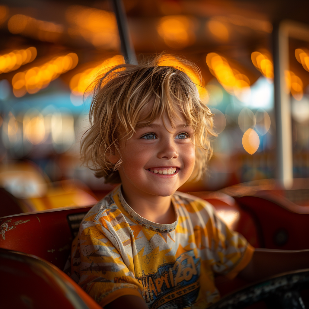 A happy boy in a bump car | Source: Midjourney