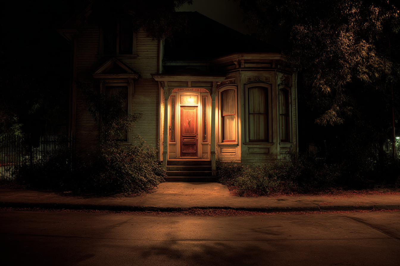 A house at night | Source: Midjourney