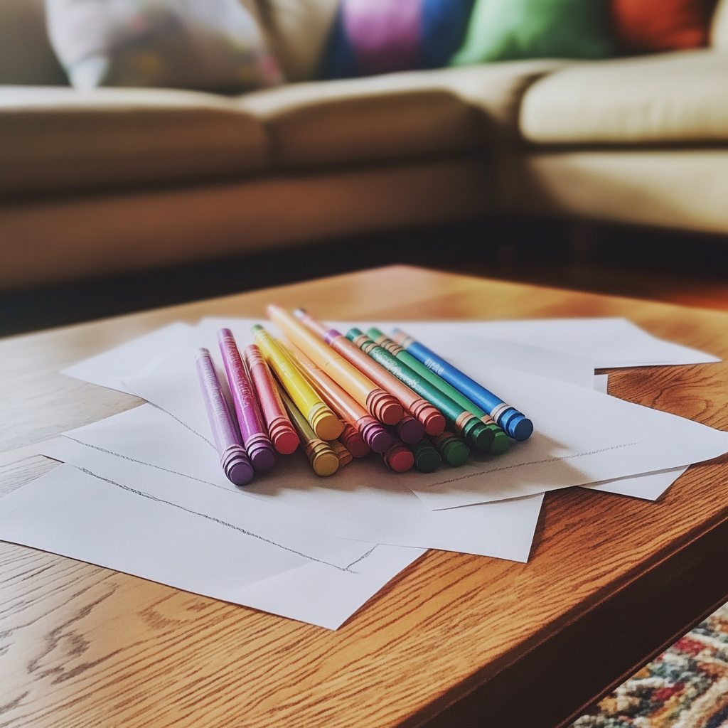 Crayons on a coffee table | Source: Midjourney