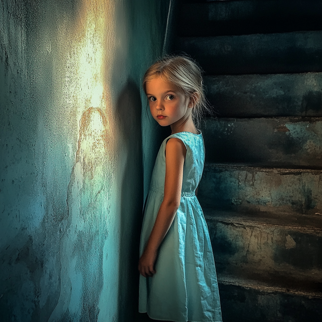 A little girl in a basement | Source: Midjourney