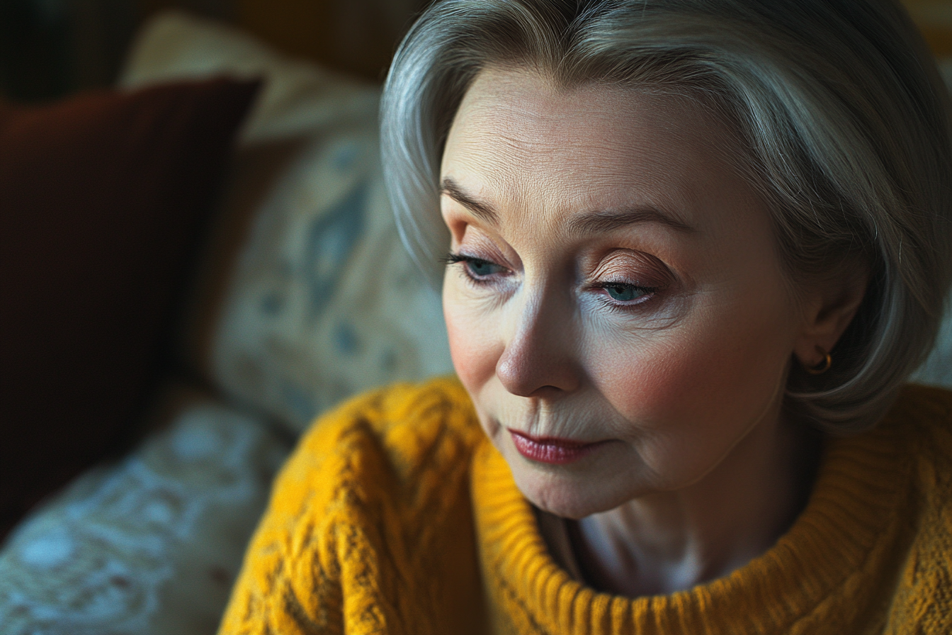 A woman looking down | Source: Midjourney
