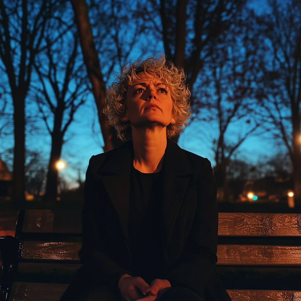 A woman sitting on a bench | Source: Midjourney