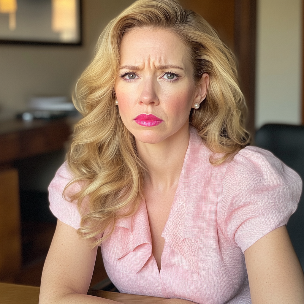 An upset woman sitting at a table | Source: Midjourney