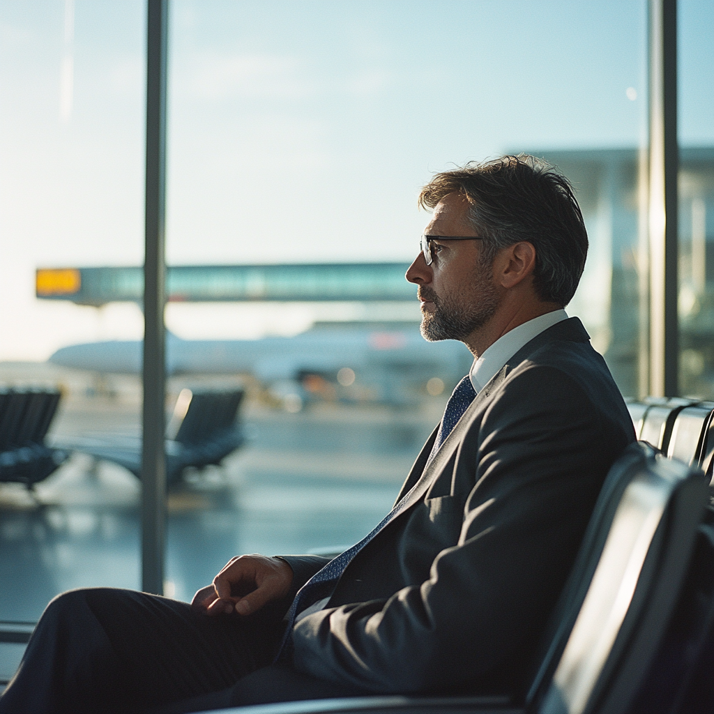 A successful man at the airport | Source: Midjourney