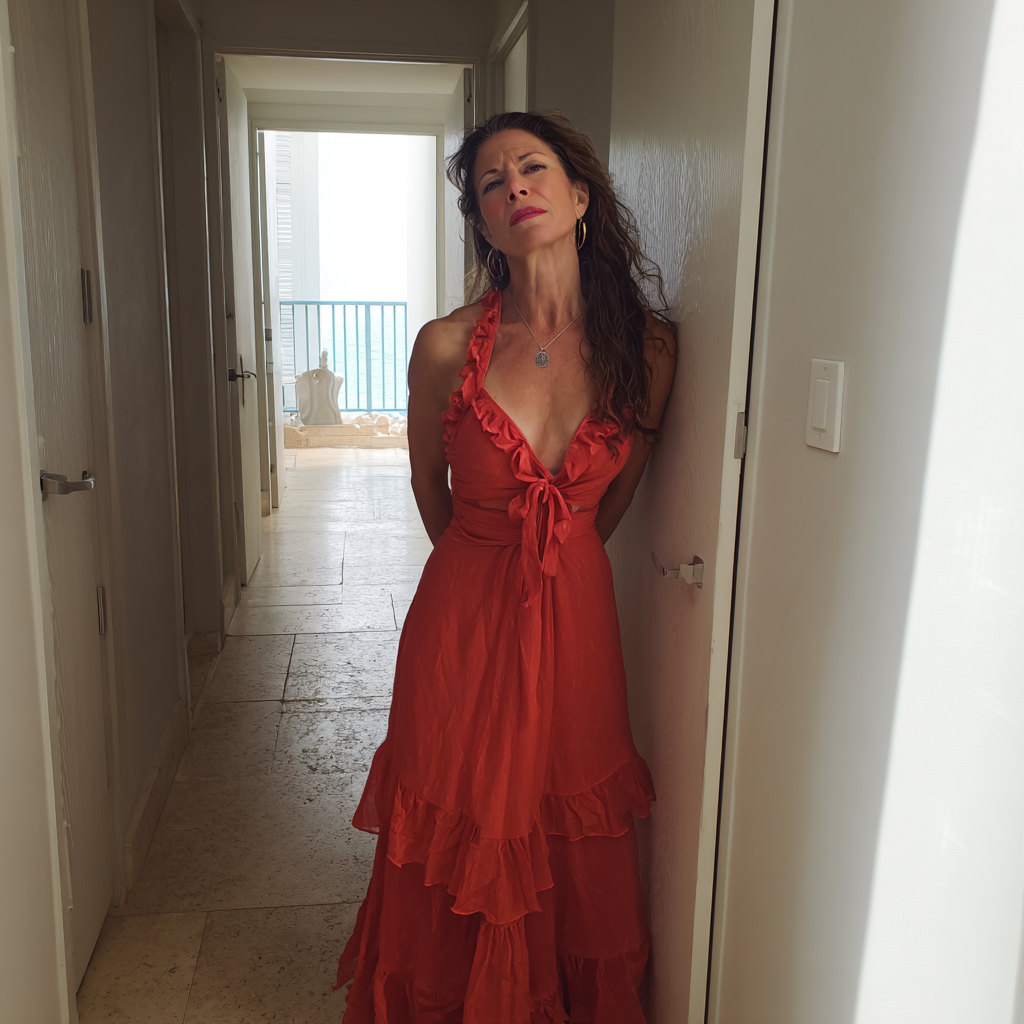 An annoyed woman standing in a hallway | Source: Midjourney