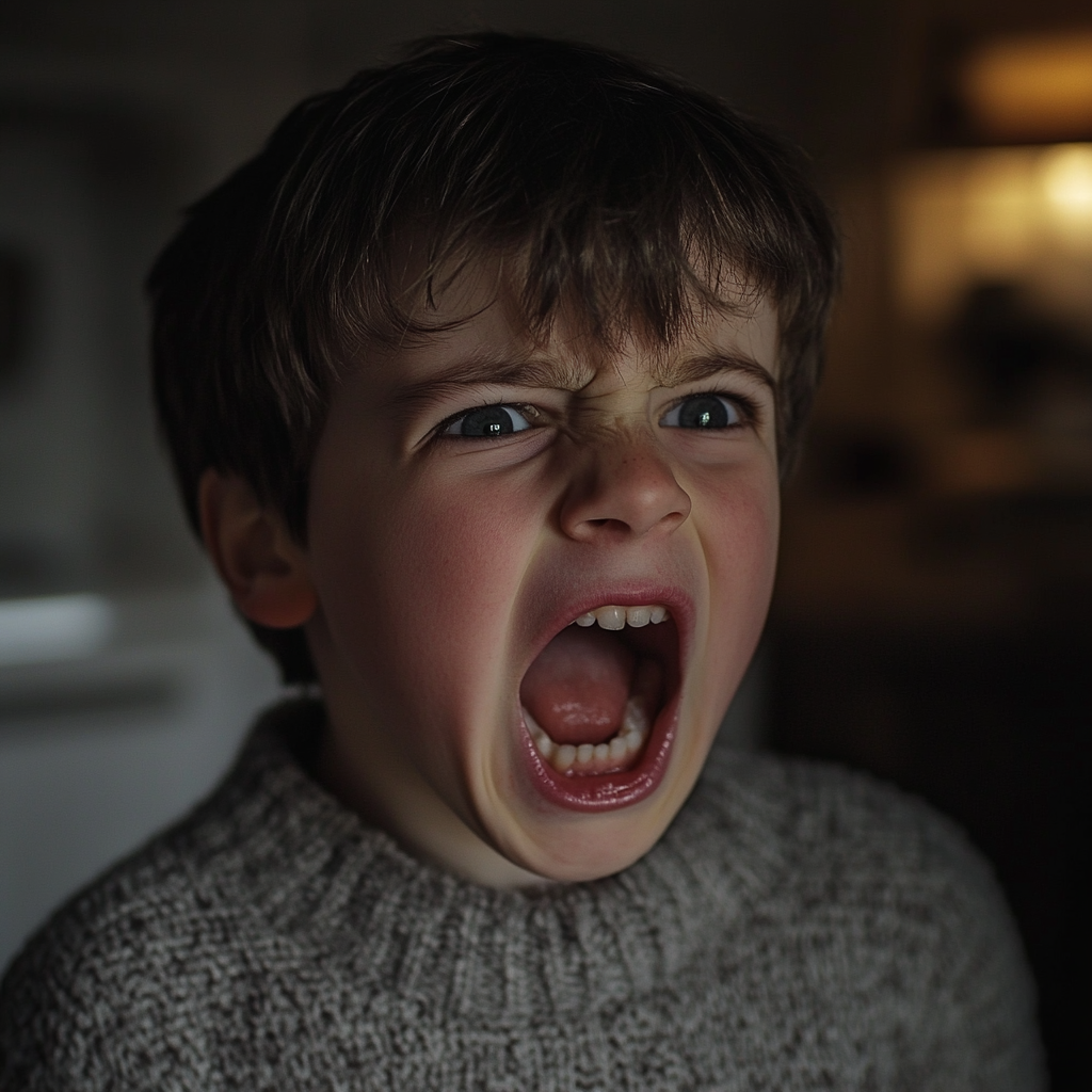 A shouting boy in the kitchen | Source: Midjourney