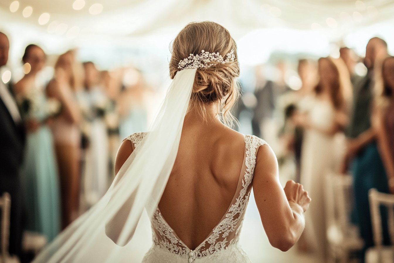 A bride facing her guests | Source: Midjourney