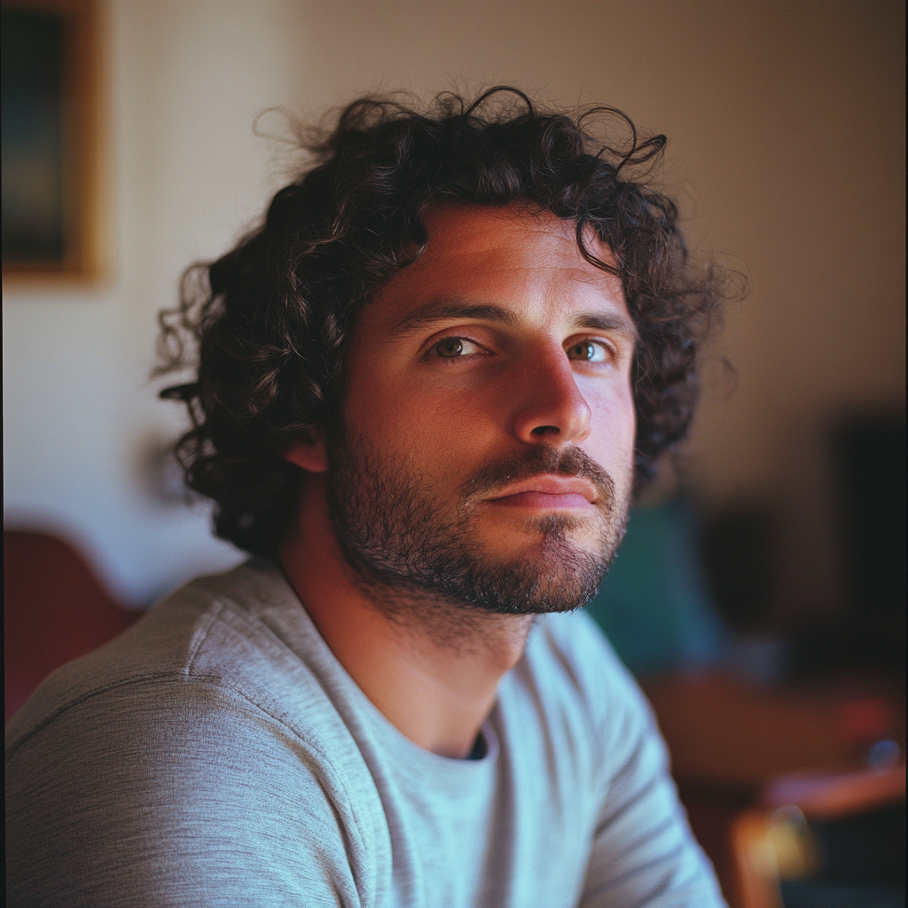 A thoughtful man in his living room | Source: Midjourney