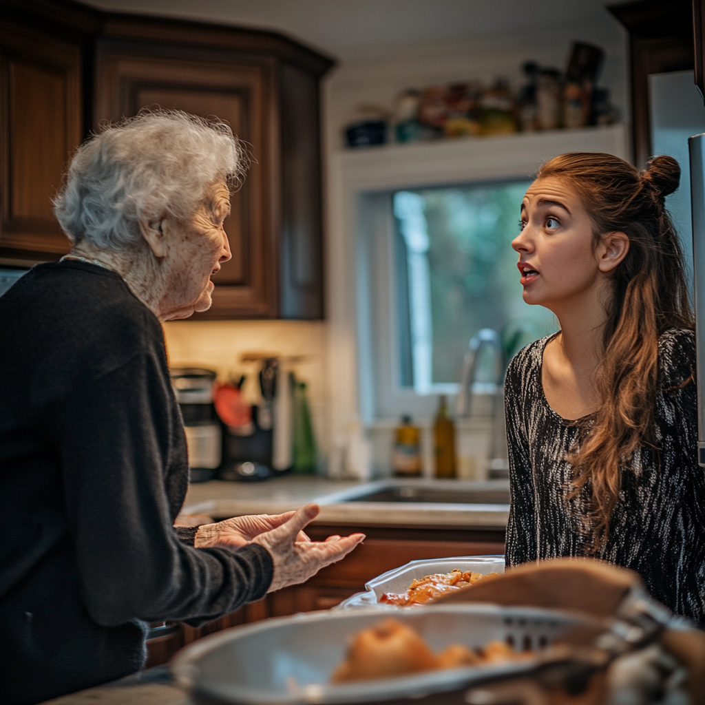 Two women talking in the kitchen | Source: Midjourney