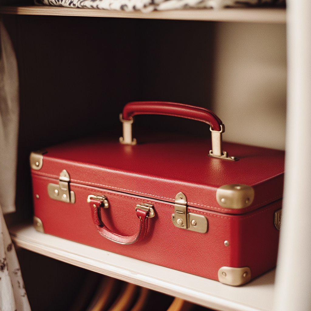 A suitcase in a closet | Source: Midjourney