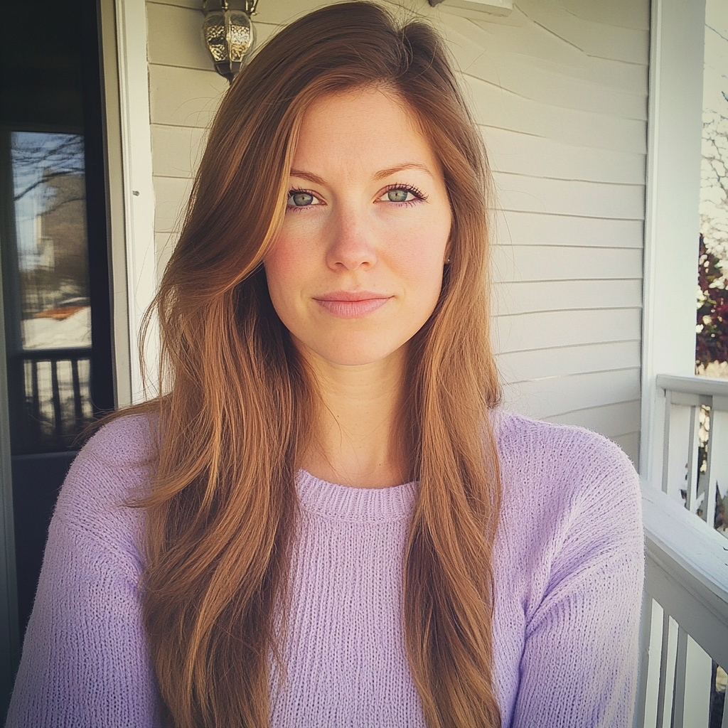 A woman standing on a porch | Source: Midjourney