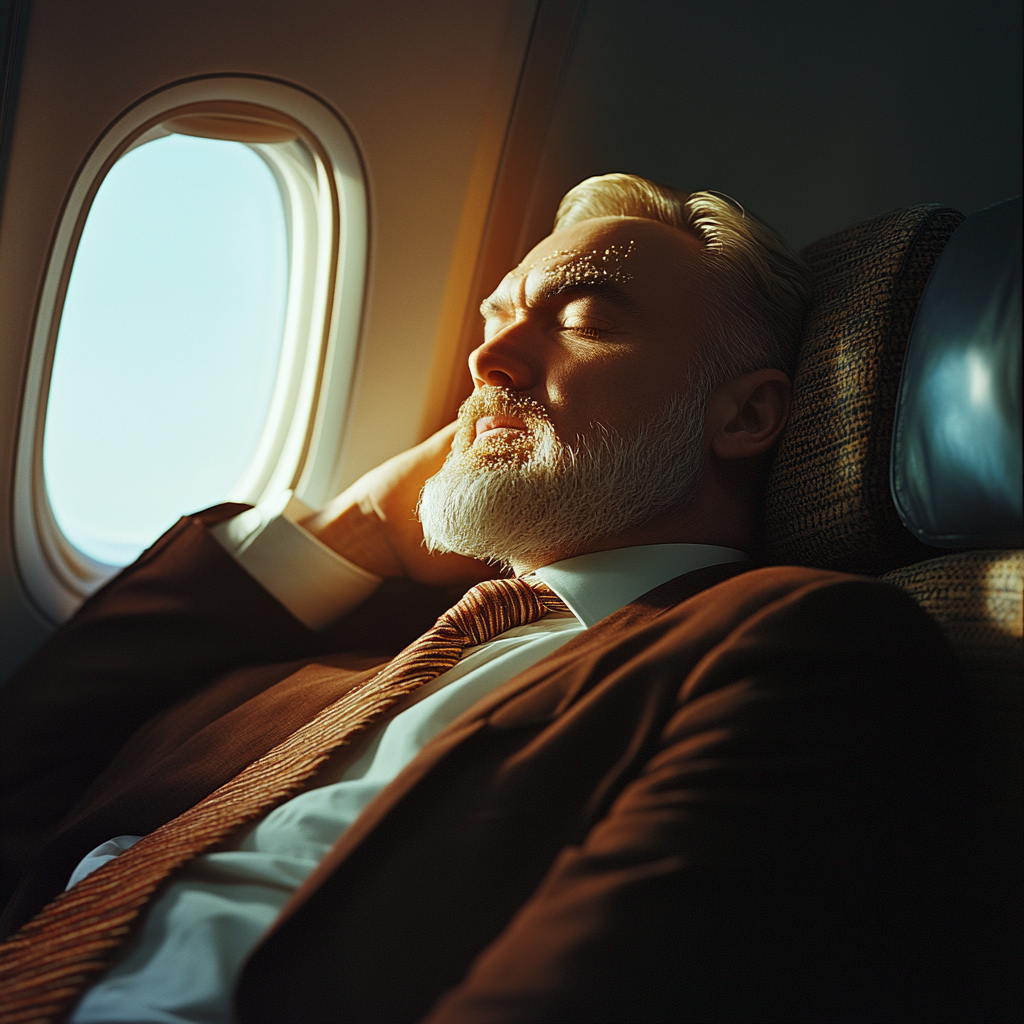 A businessman with crumbs on his face | Source: Midjourney