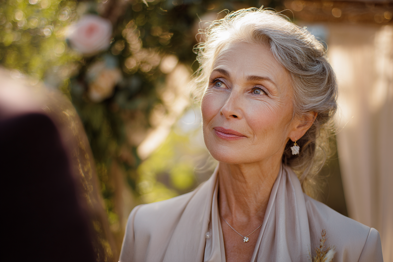 An older woman at her son's wedding | Source: Midjourney