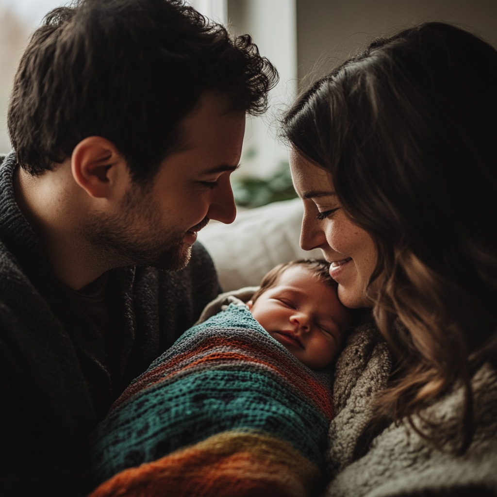 Couple bonding with their newborn baby | Source: Midjourney