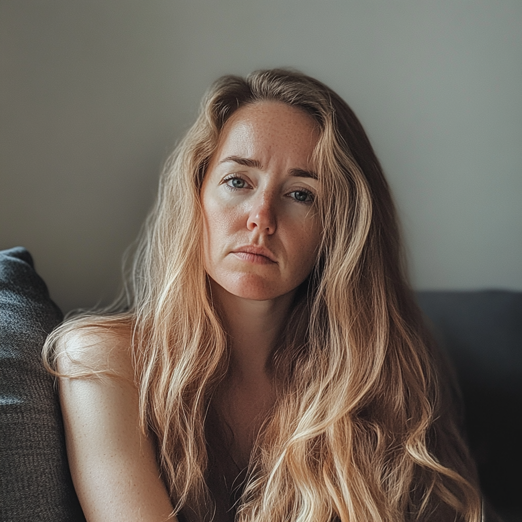 A woman sitting on a couch | Source: Midjourney