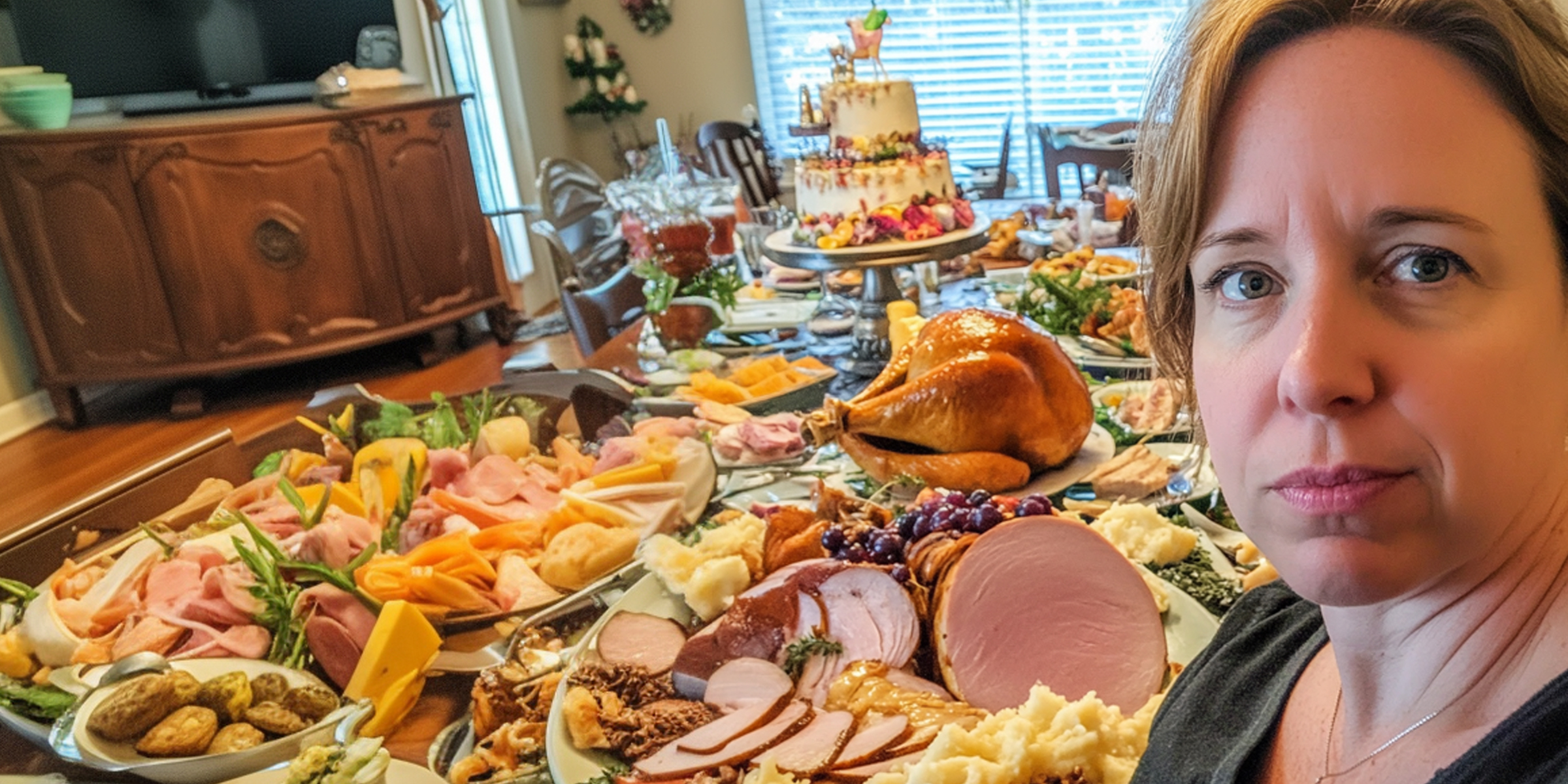 A woman standing near a table with food | Source: AmoMama