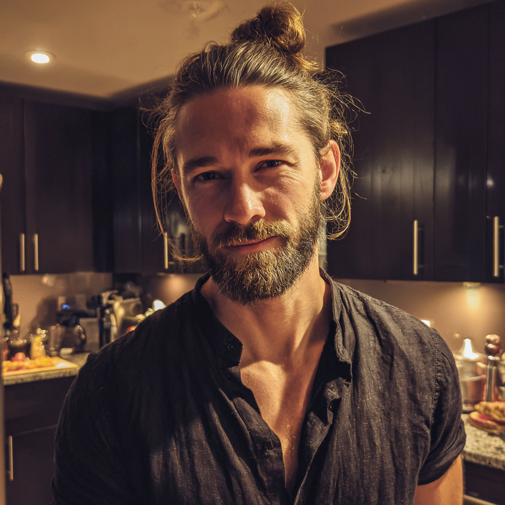 A man standing in a kitchen | Source: Midjourney