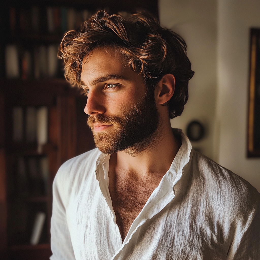 A smiling man standing in a study | Source: Midjourney