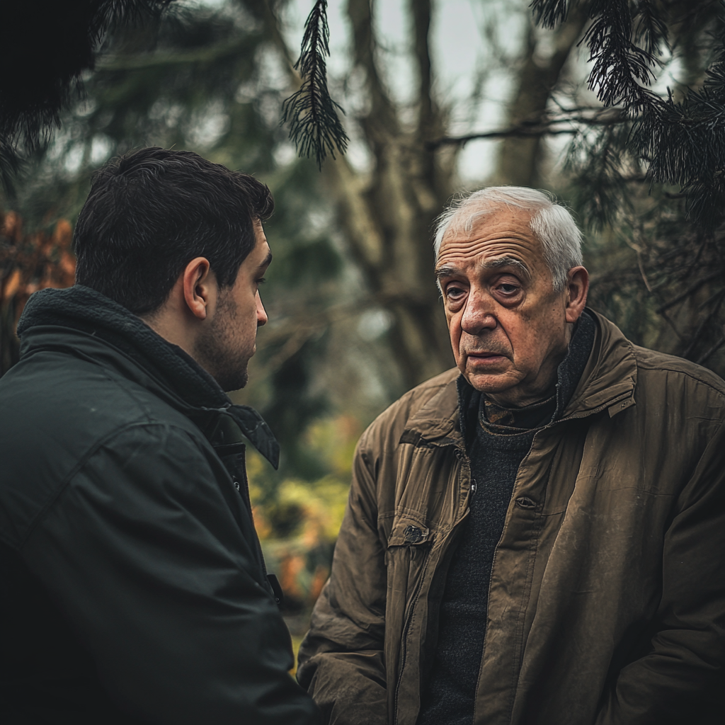 Son talking to his depressed dad | Source: Midjourney