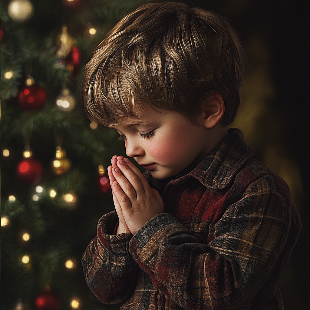 A little boy praying | Source: Midjourney