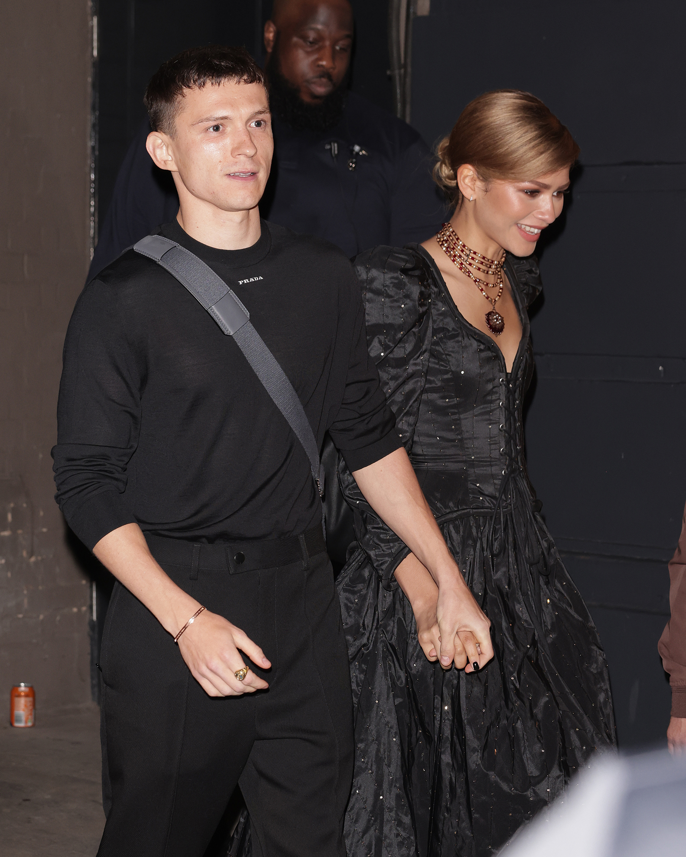 Tom Holland and Zendaya are seen leaving The Duke of York's Theatre after a 'Romeo and Juliet' press night on May 23, 2024 in London, England. | Source: Getty Images