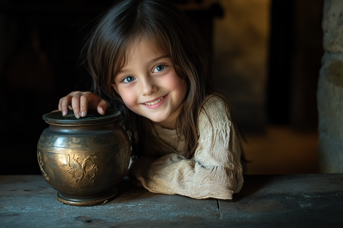 A girl with an urn | Source: Midjourney