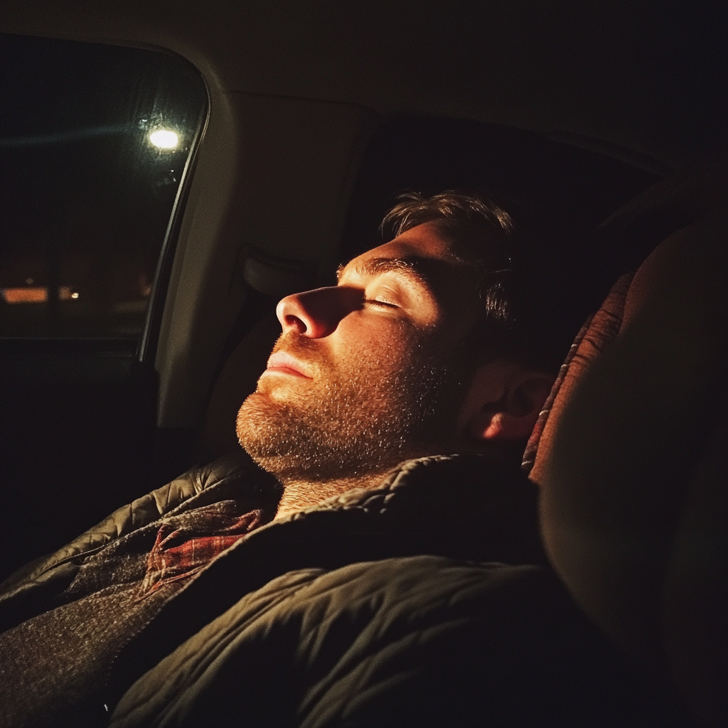 A man sleeping in a car | Source: Midjourney