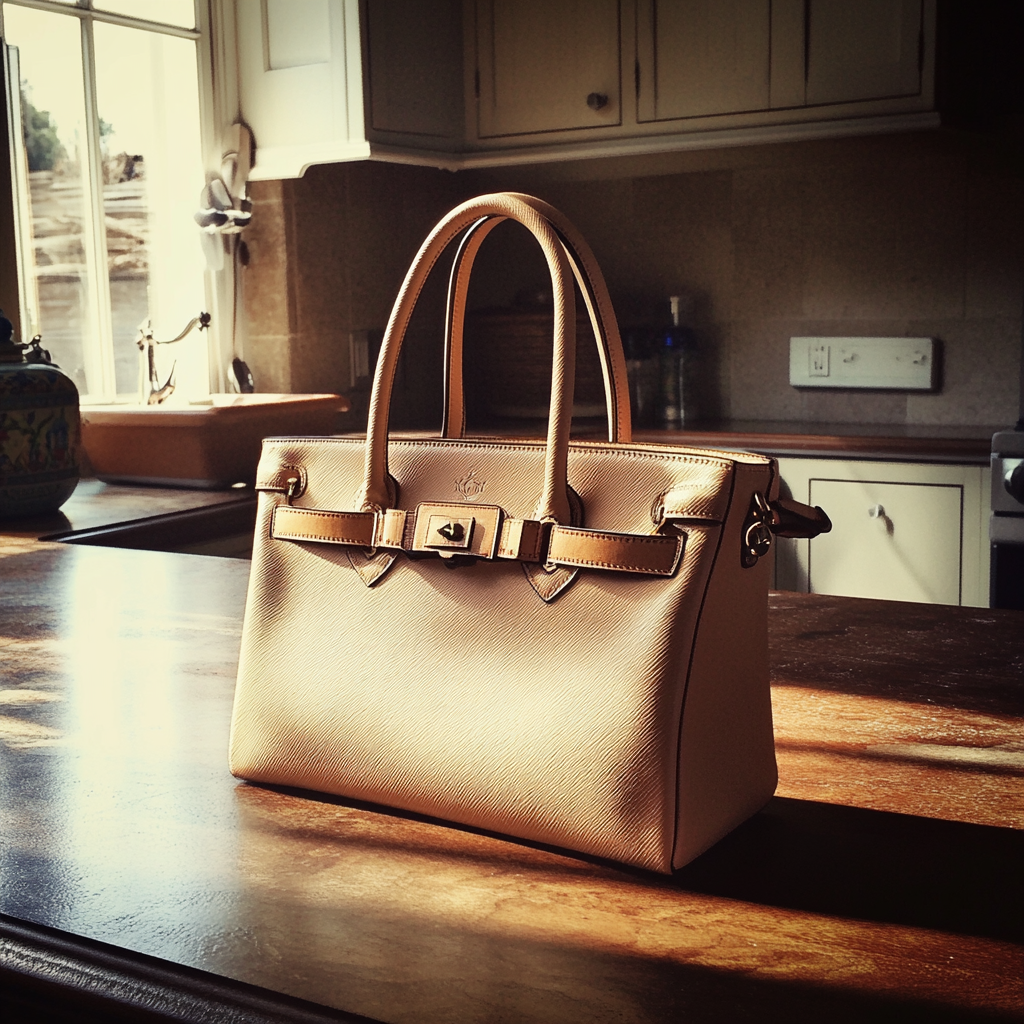 A handbag on a kitchen counter | Source: Midjourney