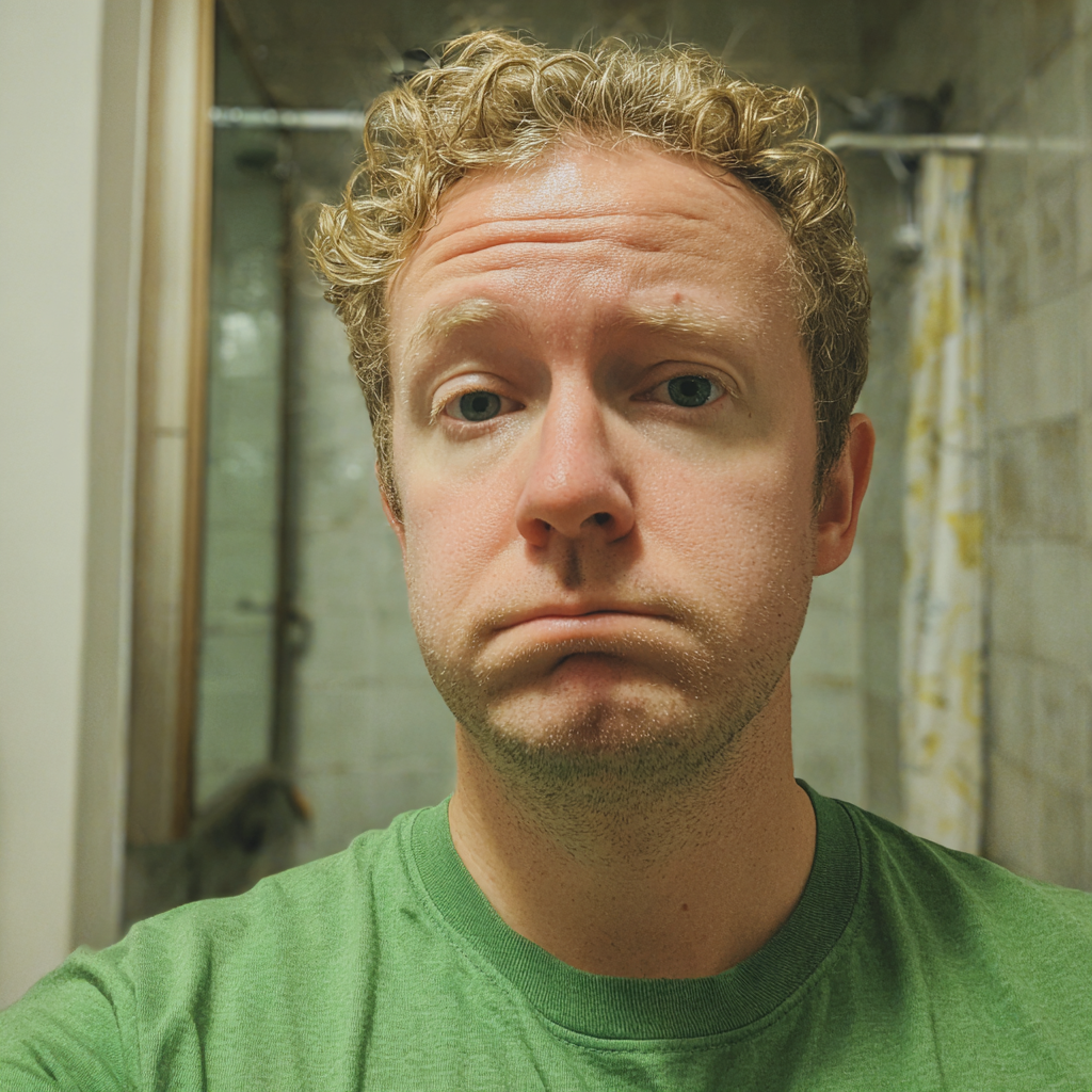 A close up of a man standing in a bathroom | Source: Midjourney