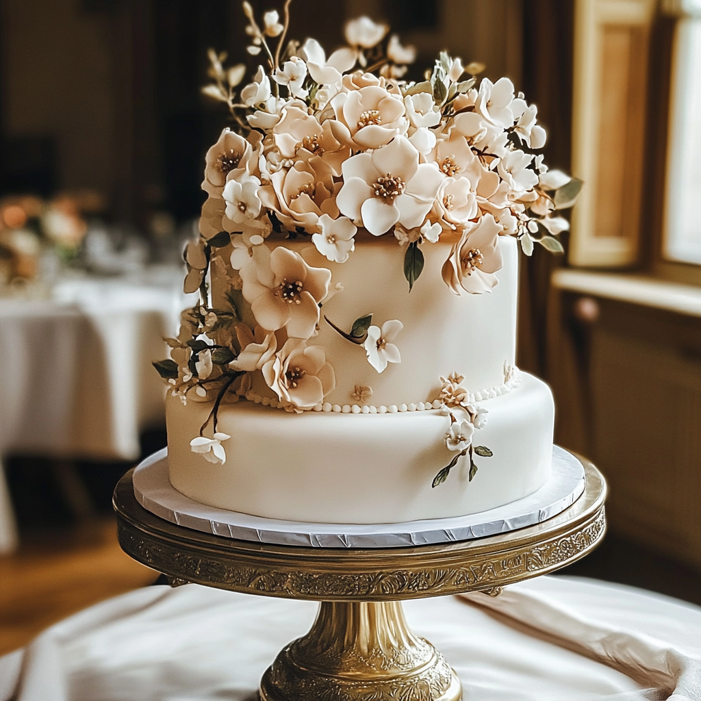 A beautiful wedding cake | Source: Midjourney