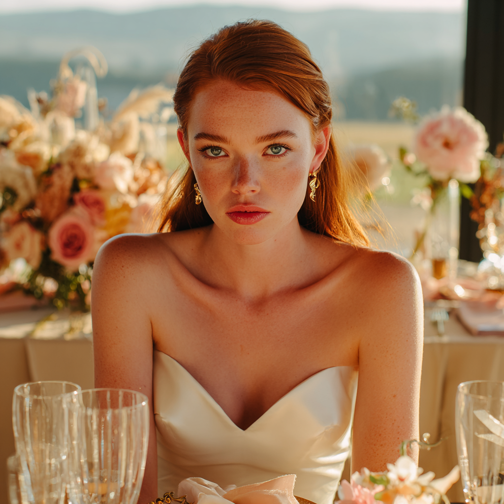 A close up of an annoyed bride | Source: Midjourney