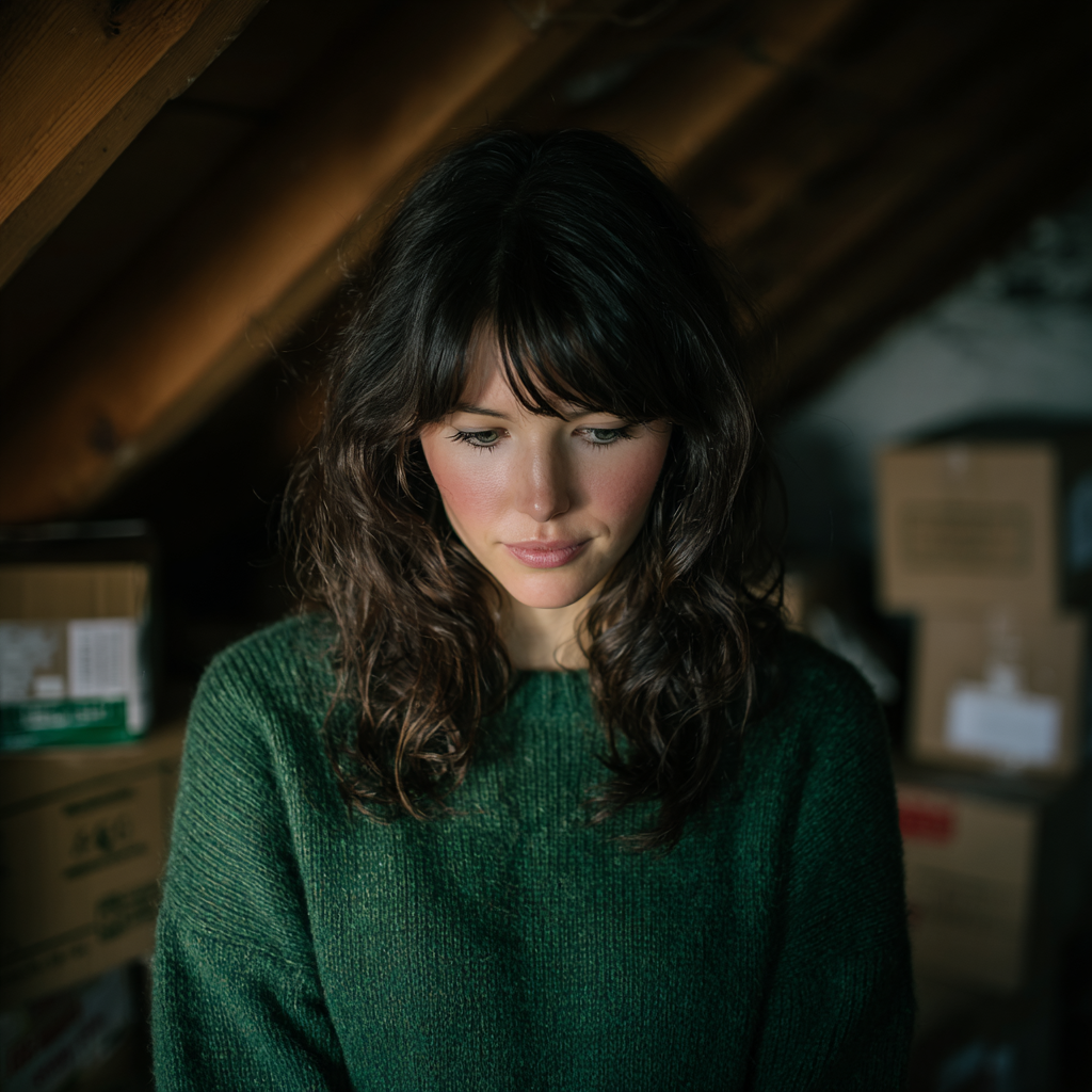 A woman standing in an attic | Source: Midjourney