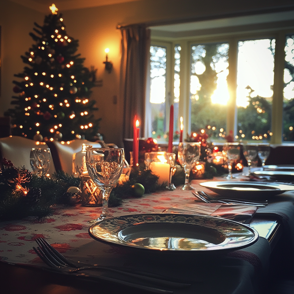 A table set for Christmas dinner | Source: Midjourney