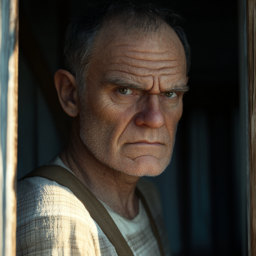 A man standing in the doorway of his house | Source: Midjourney