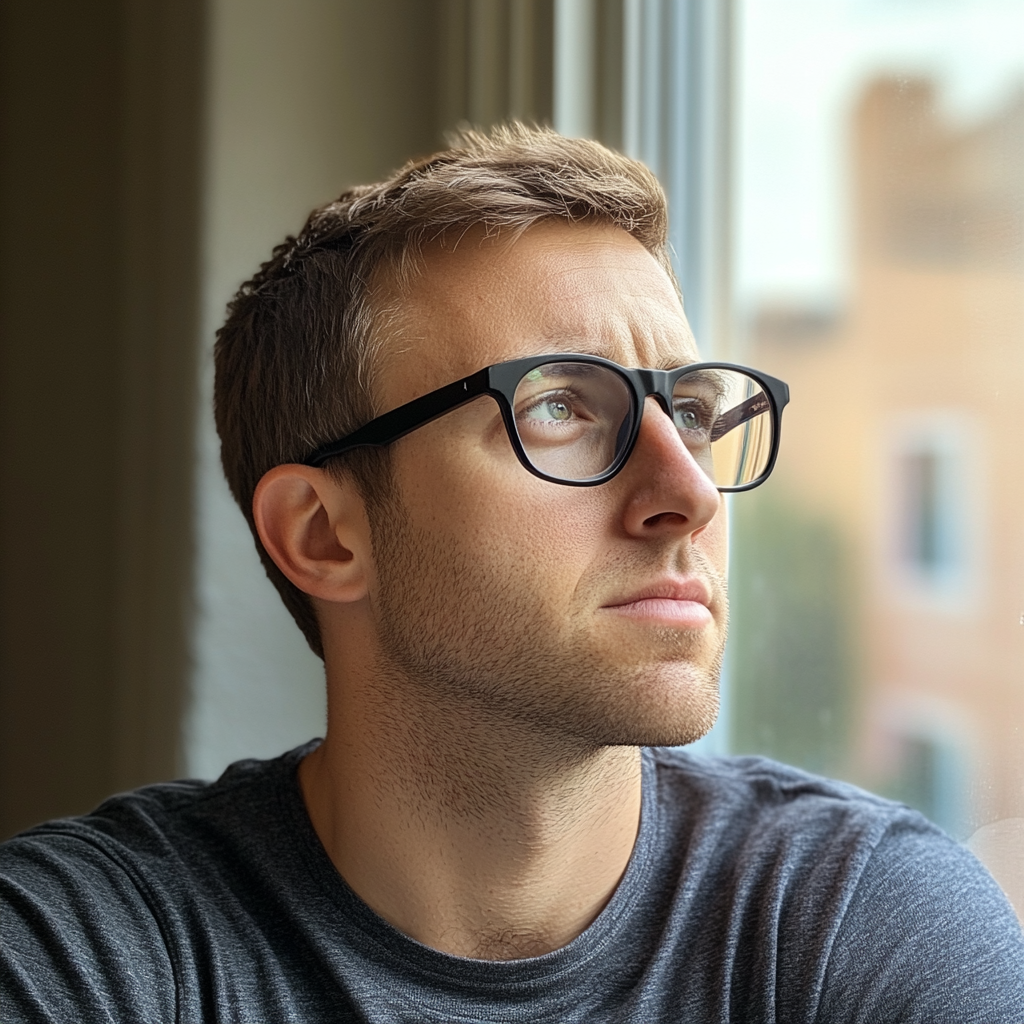 A man looking out of a window | Source: Midjourney