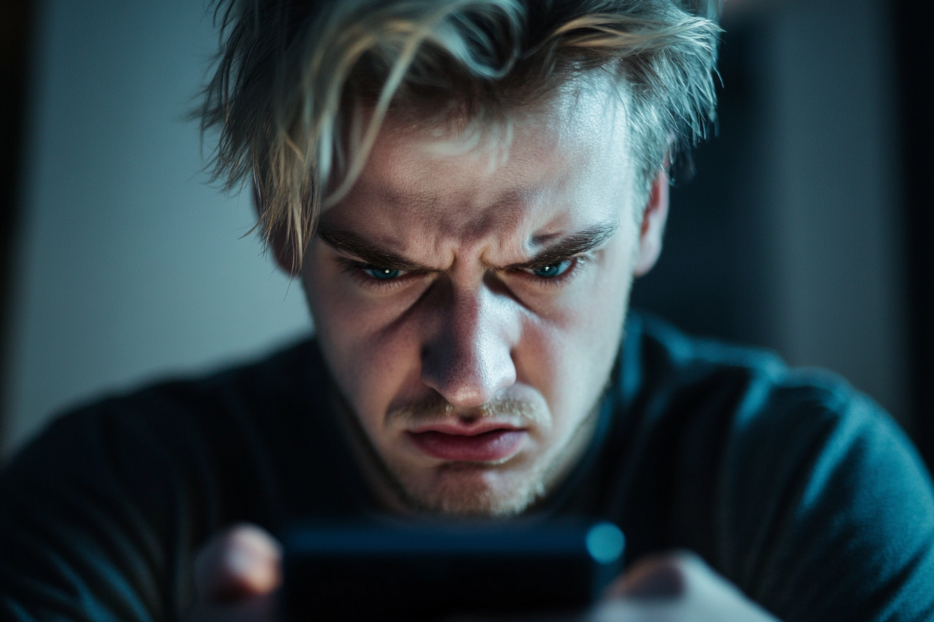 A man sending an angry text | Source: Midjourney