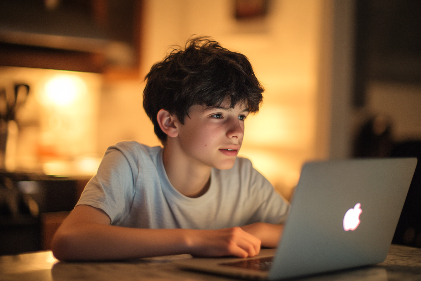 A teen boy working on a laptop | Source: Midjourney