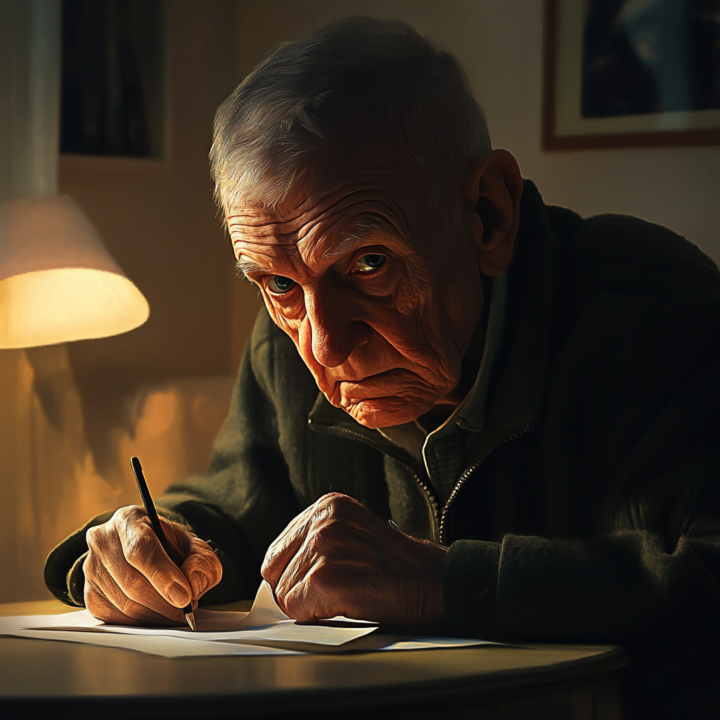 An older man writing a letter | Source: Midjourney