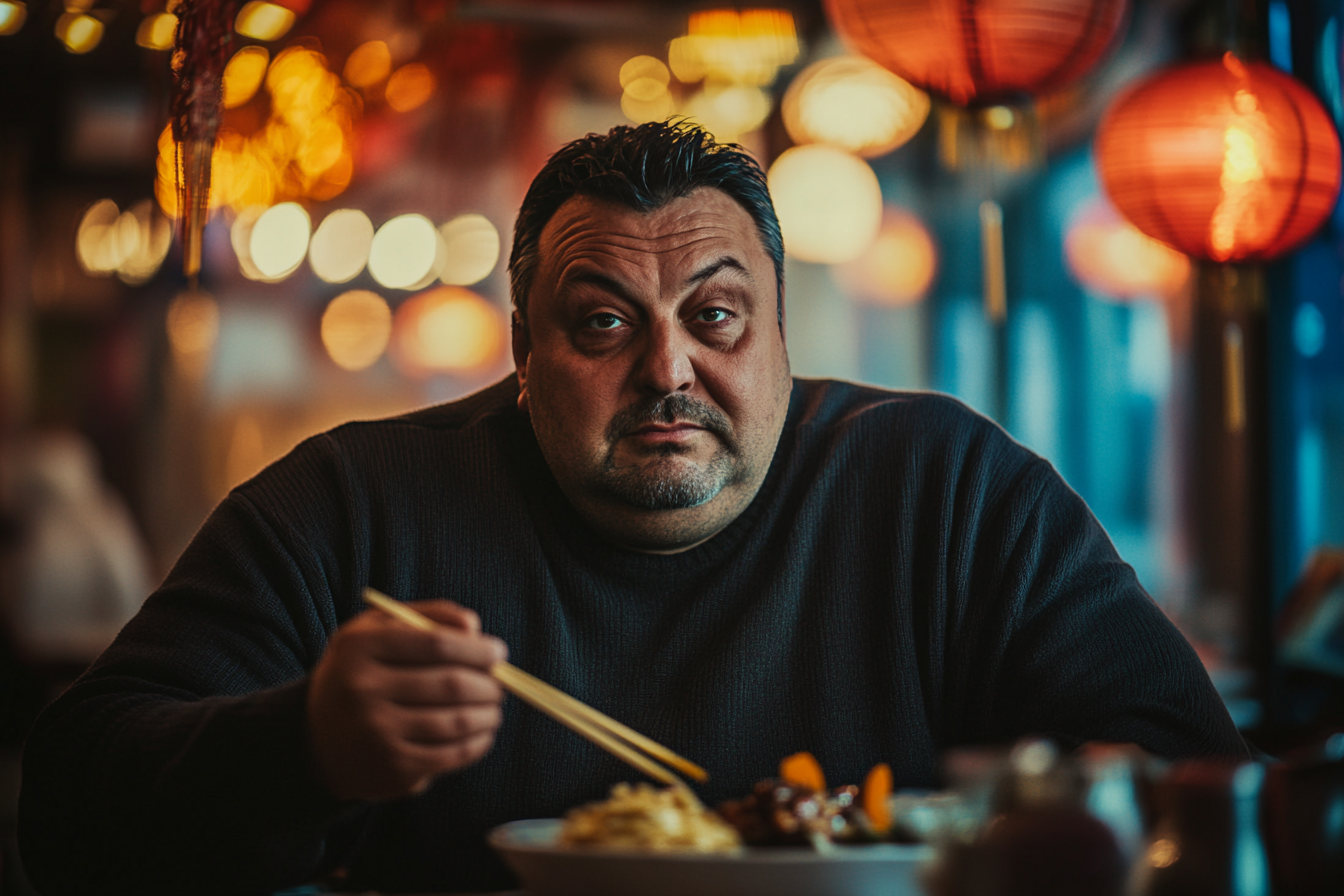 A man looking serious at a Chinese restaurant | Source: Midjourney