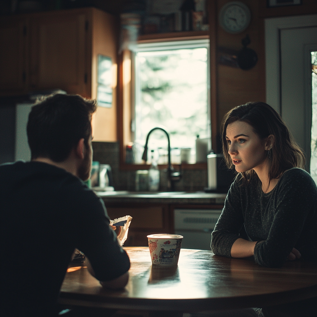 A serious couple talking | Source: Midjourney