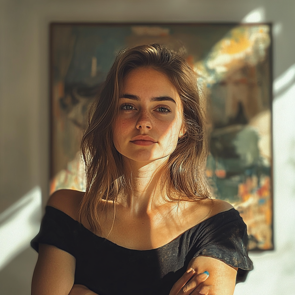 Senior woman standing in a room with crossed arms | Source: Midjourney