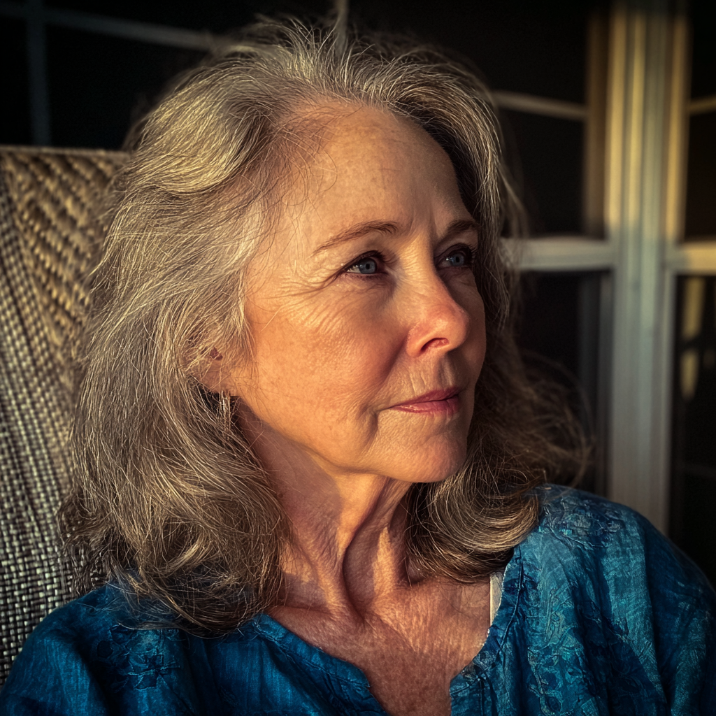 An old woman sitting on a porch chair | Source: Midjourney
