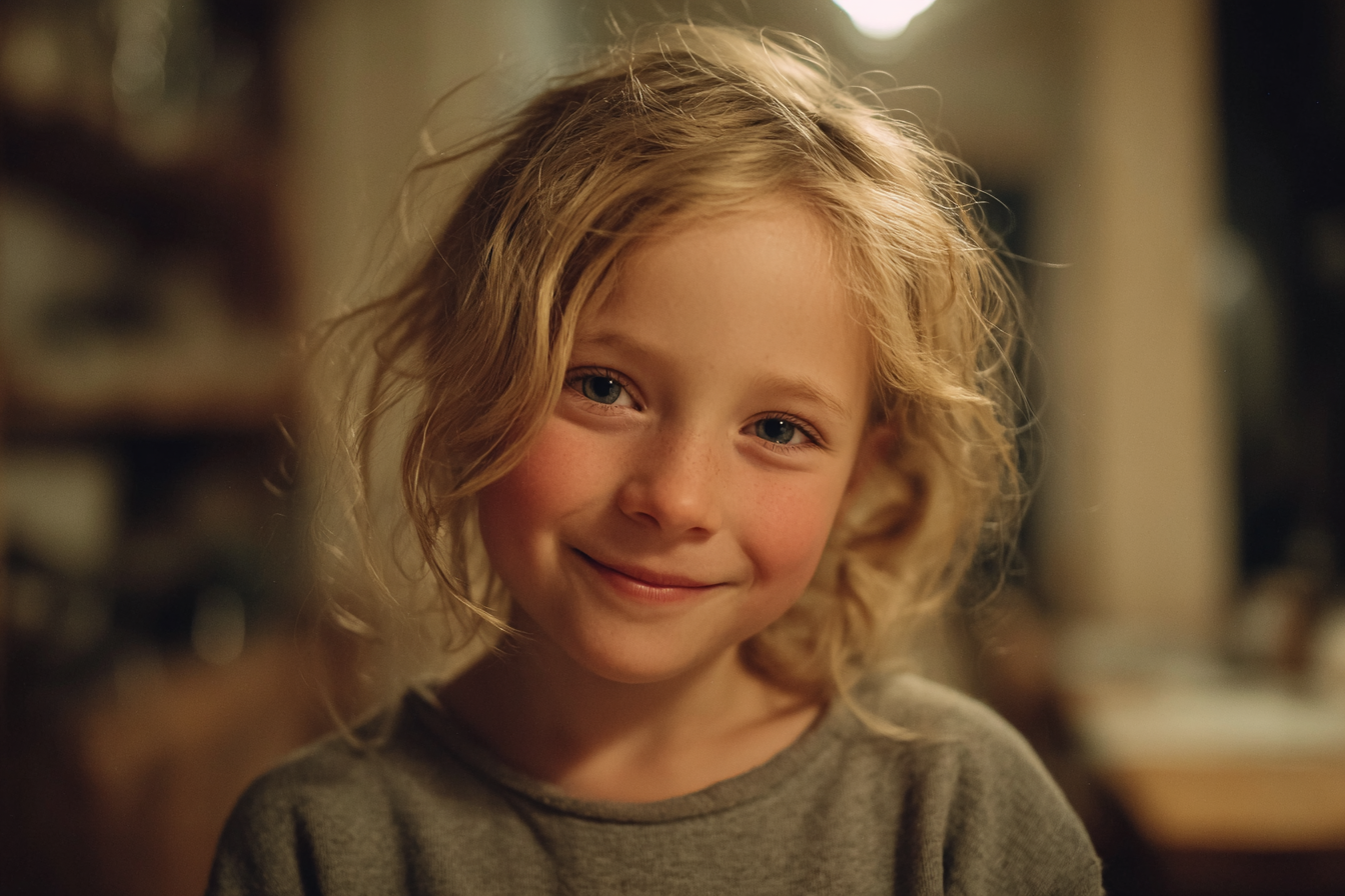 A little girl smiling | Source: Midjourney