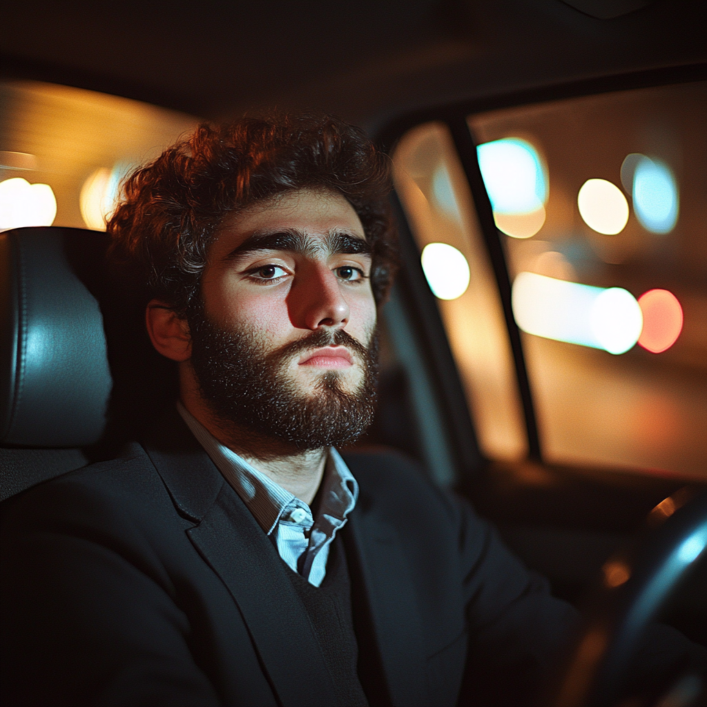 An upset man driving | Source: Midjourney