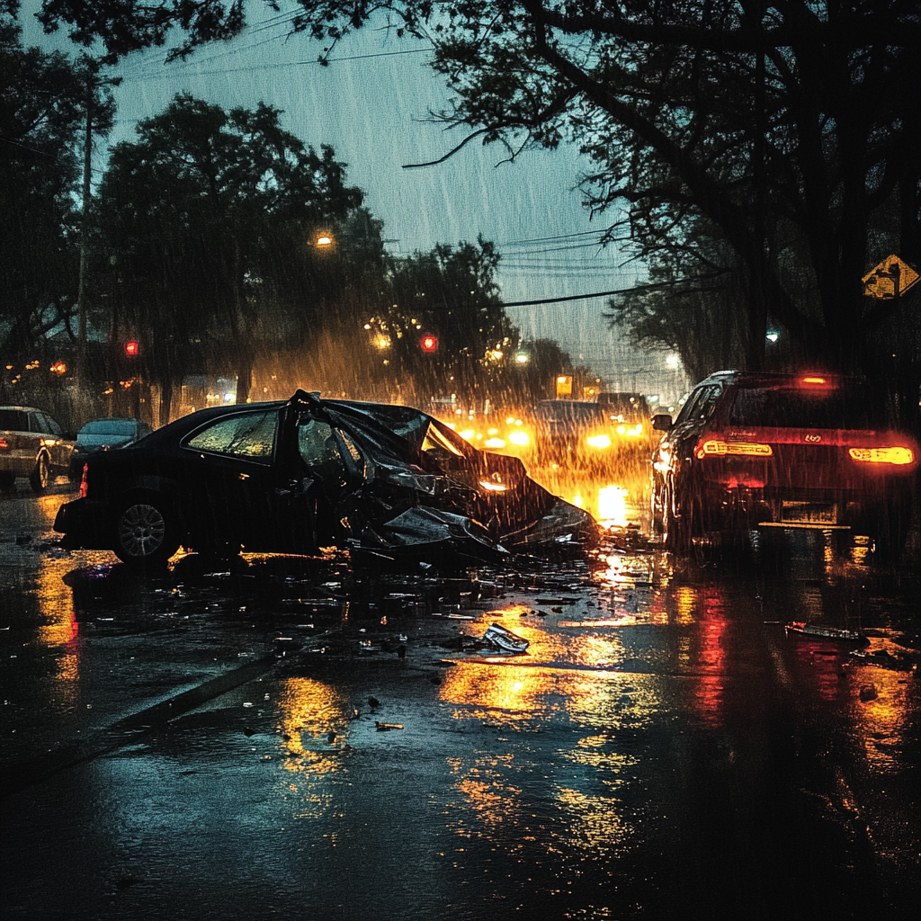 A car accident scene | Source: Midjourney