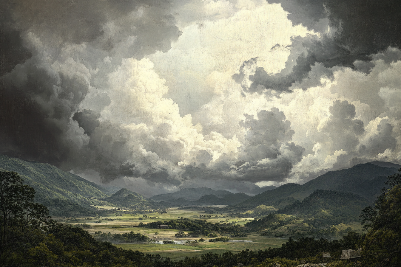 Storm clouds building over a valley | Source: Midjourney