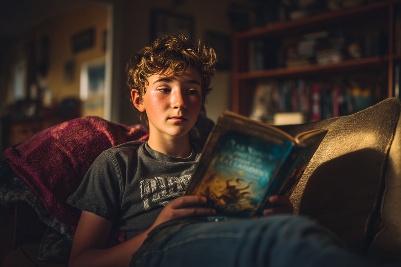 A boy reading a book | Source: Midjourney