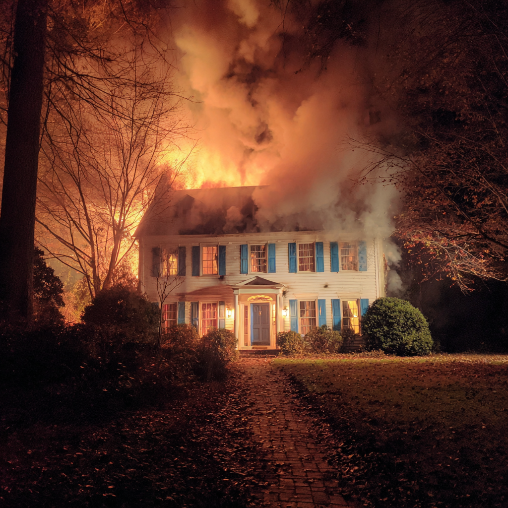 A house on fire | Source: Midjourney