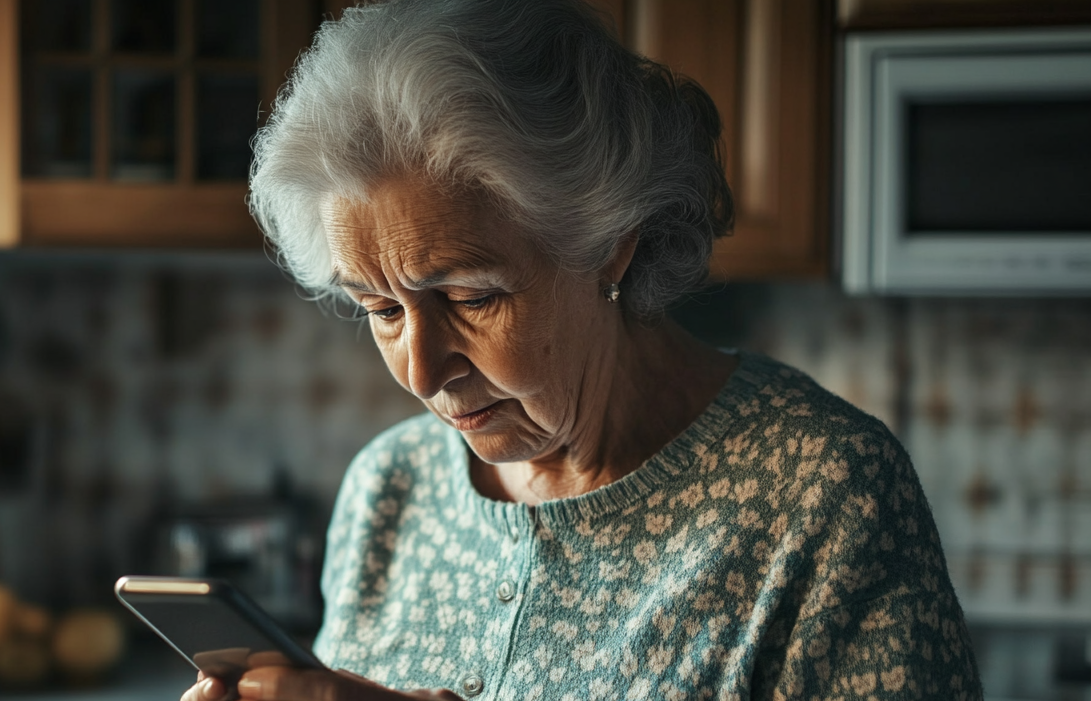A woman looking at her phone | Source: Midjourney