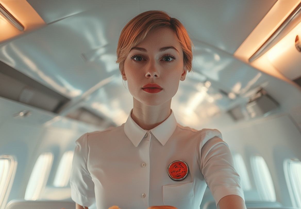 A flight attendant | Source: Midjourney